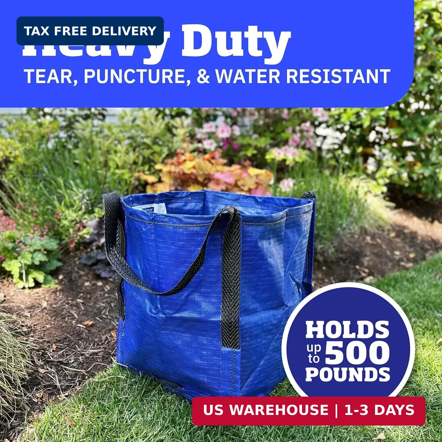 DURASACK Heavy Duty Storage Tote Bag 22-Gallon, Blue | Rugged Woven Polypropylen