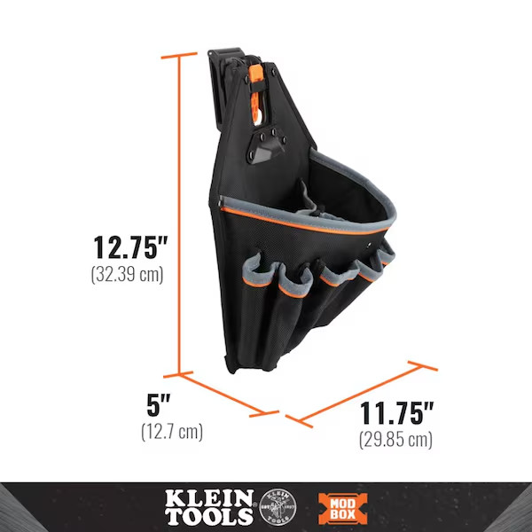 Klein Tools Pouch, Tool Pouch, Modbox, 18-Pockets, Polyester Black/Gray/Orange,