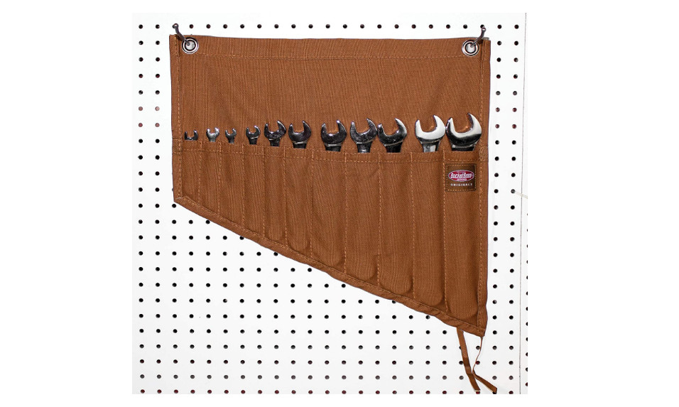Wrench Organizer Tool Bags Pouch Roll Up Storage String Garage Canvas 11 Pockets