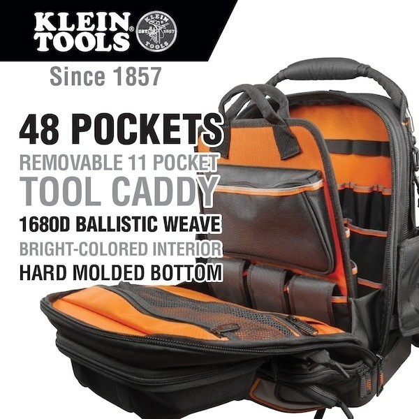 Klein Tools 55485 Tradesman Pro Tool Master Tool Bag Backpack,48 Pockets NEW US