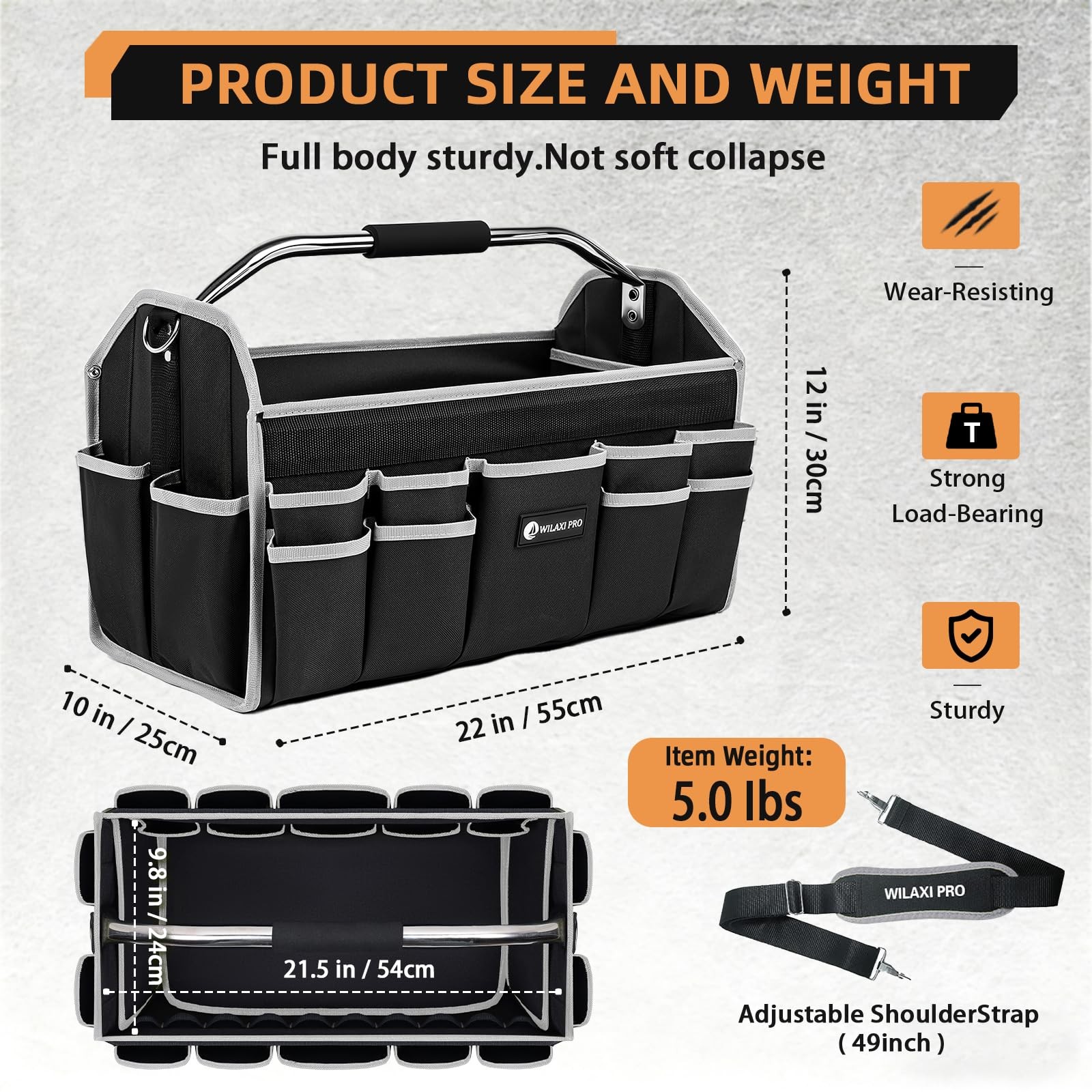 22in Tool Bags For Men Heavy Duty, 33 PCS Pockets Tool Bag Organizer Foldable…