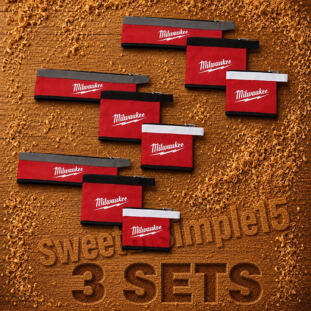 Milwaukee 3 Sets Of 3 14 In. 8 In & 6 In. Multi-Size Zipper Tool Bags in Red