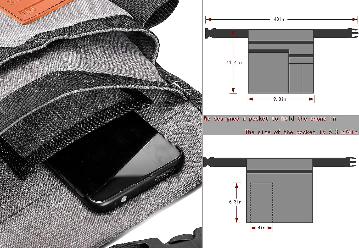 6-Pocket Single Side Tool Belt Pouch/Utility Belt Bag/Tool Apron for Constructio