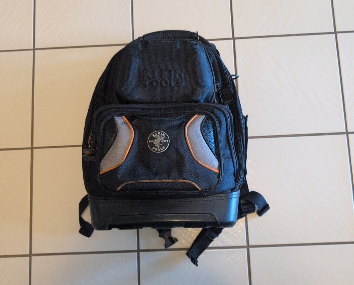 KLEIN Tools Tradesman Pro Tool Bag Backpack Multi-Pocket Black & Orange # 55647