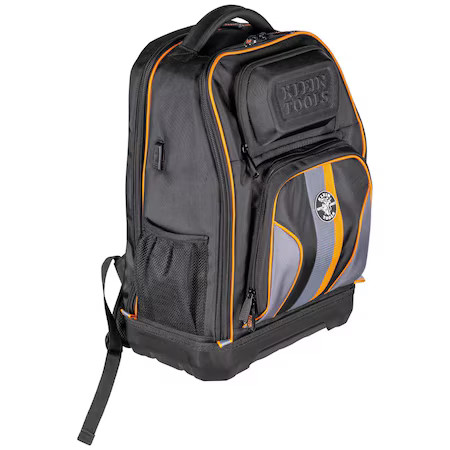 Klein Tools 62805Bptech Tool Backpack, Black/Orange, 1680D Ballistic Weave