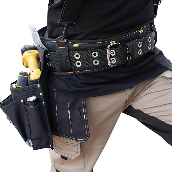 20-222 Heavy Duty Polyester Tool Rig Padded Belt Black for Construction
