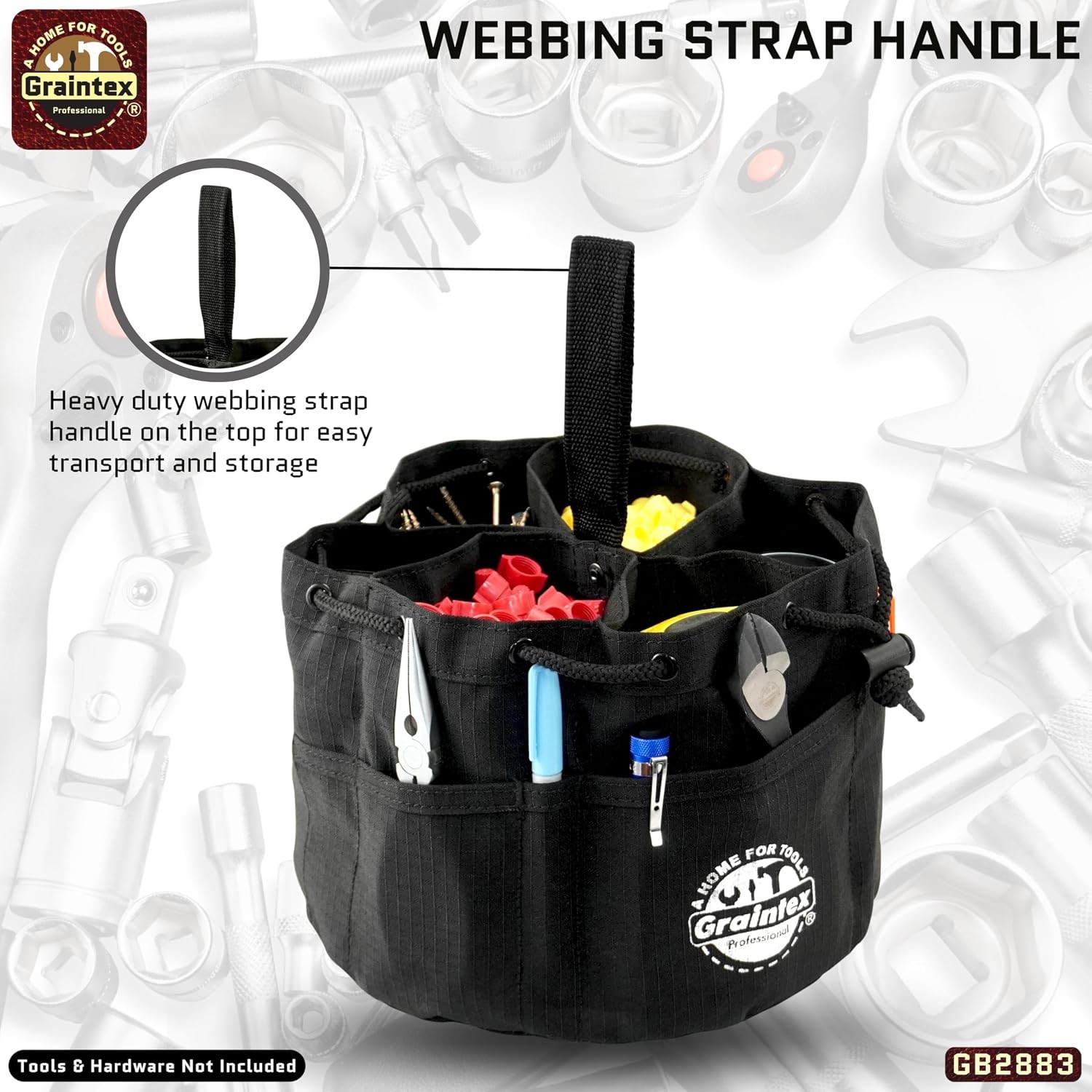 18 Pockets Grab Bag Rip-stop Canvas Drawstring Closure Small Part Organizer