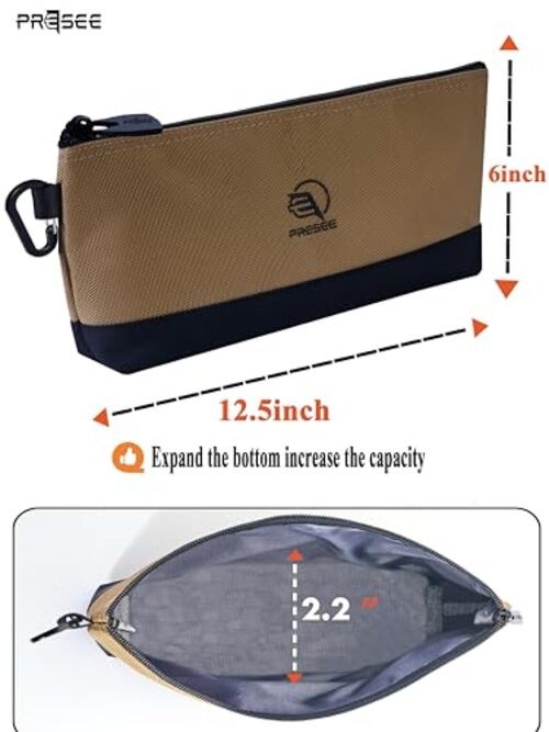 Khaki Tool Pouch Zipper – Small Stand-Up Organizer – 12″ – 1 Pack