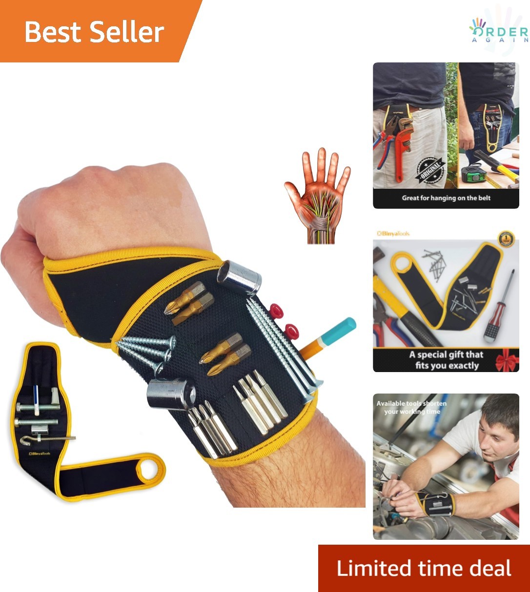 Magnetic Wristband Tool Holder Neoprene Adjustable Support for Nails Screws