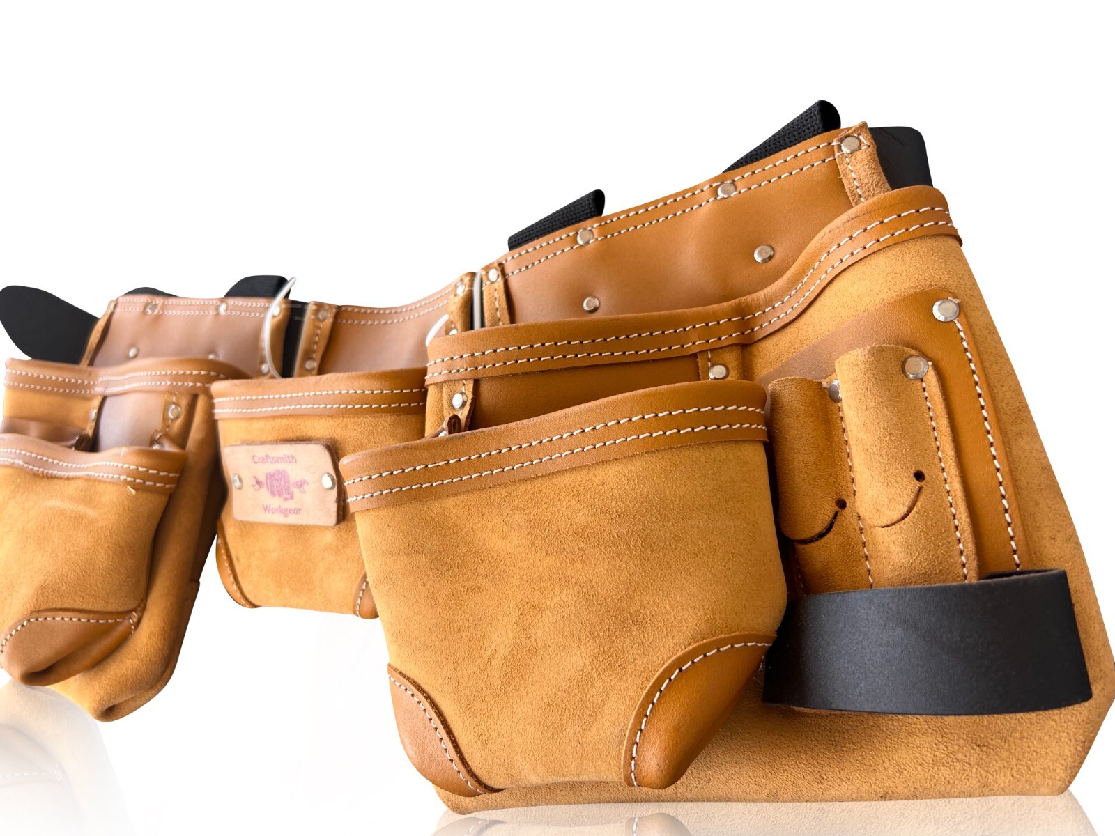 Heavy Duty Oil Tan Premium Leather Tool Belt with Carry Handles