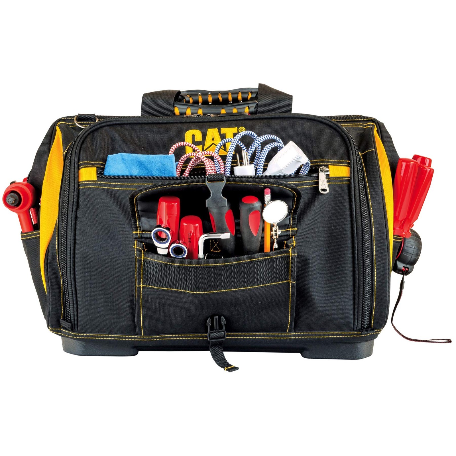 Cat 18-Inch Pro Tool Bag 56 Pockets Wide Mouth Opening Molded Base Hi-Vis