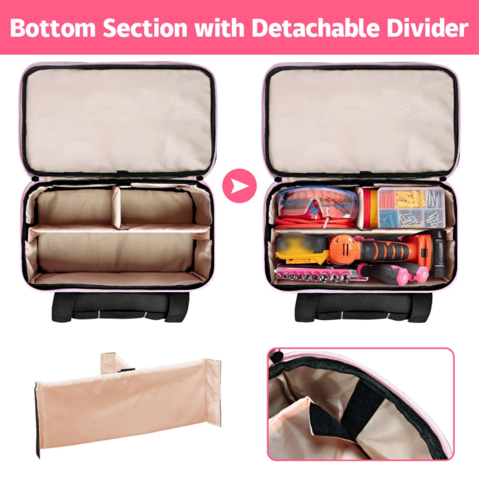 Tool Organizer Bag Lined Interior Soft Tool Bag Wipe-Clean