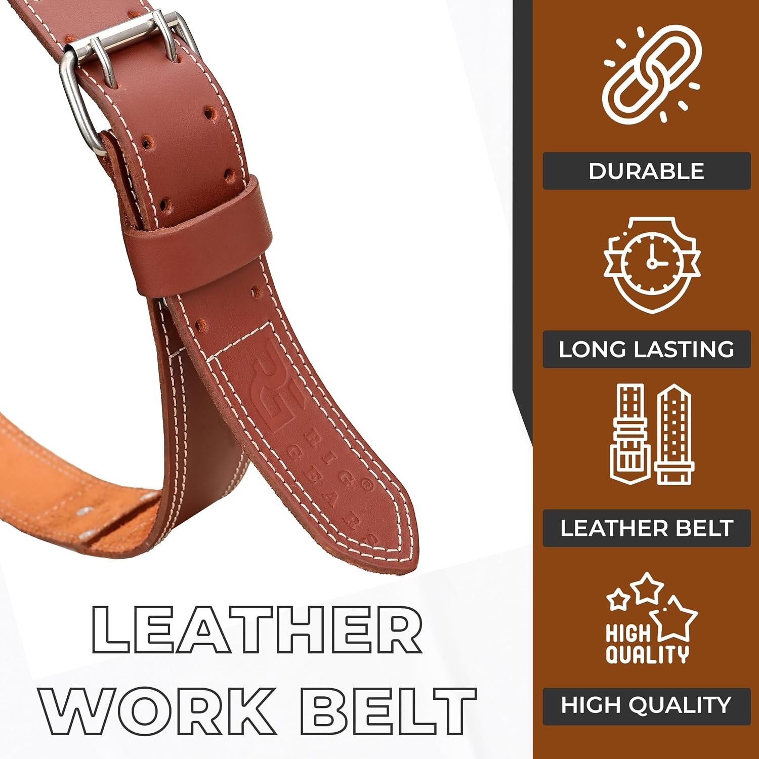 Rugged Men’s Tool Belt | Heavy Duty Leather, Adjustable 34″-49″, Built to Last