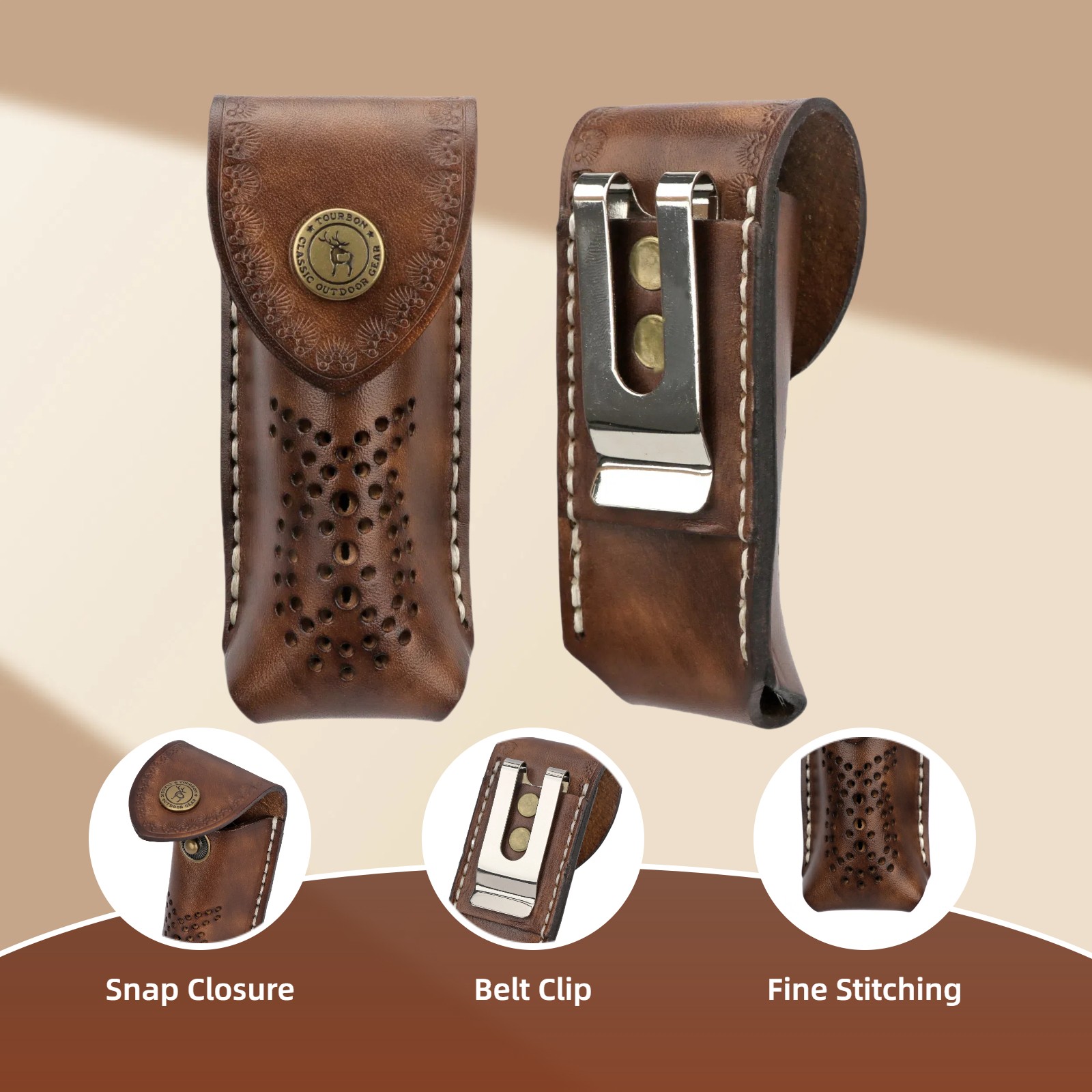 Leather Pocket Knife Sheath For Trapper Folding Blade Knives Case Belt Pouch
