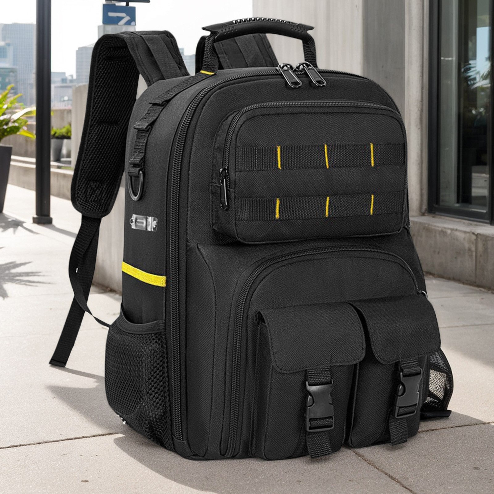 Heavy Duty Tool Backpack for Men Electrician HVAC Construction Bag w/ 59 Pockets