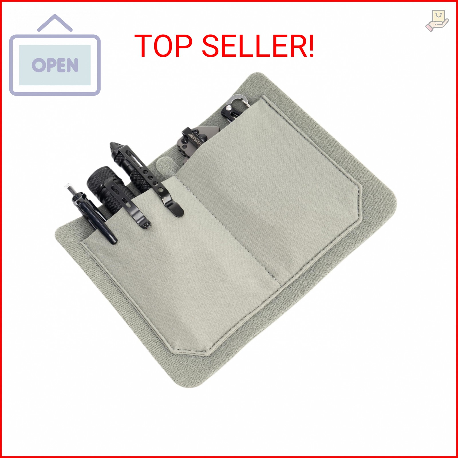 Stretch Pocket Organizer Insert Attachment for Backpack, Small Hook and Loop Pou