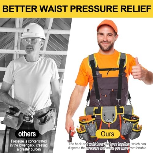 Tool Belts for Men with Magnetic Function, Large Yellow and Black