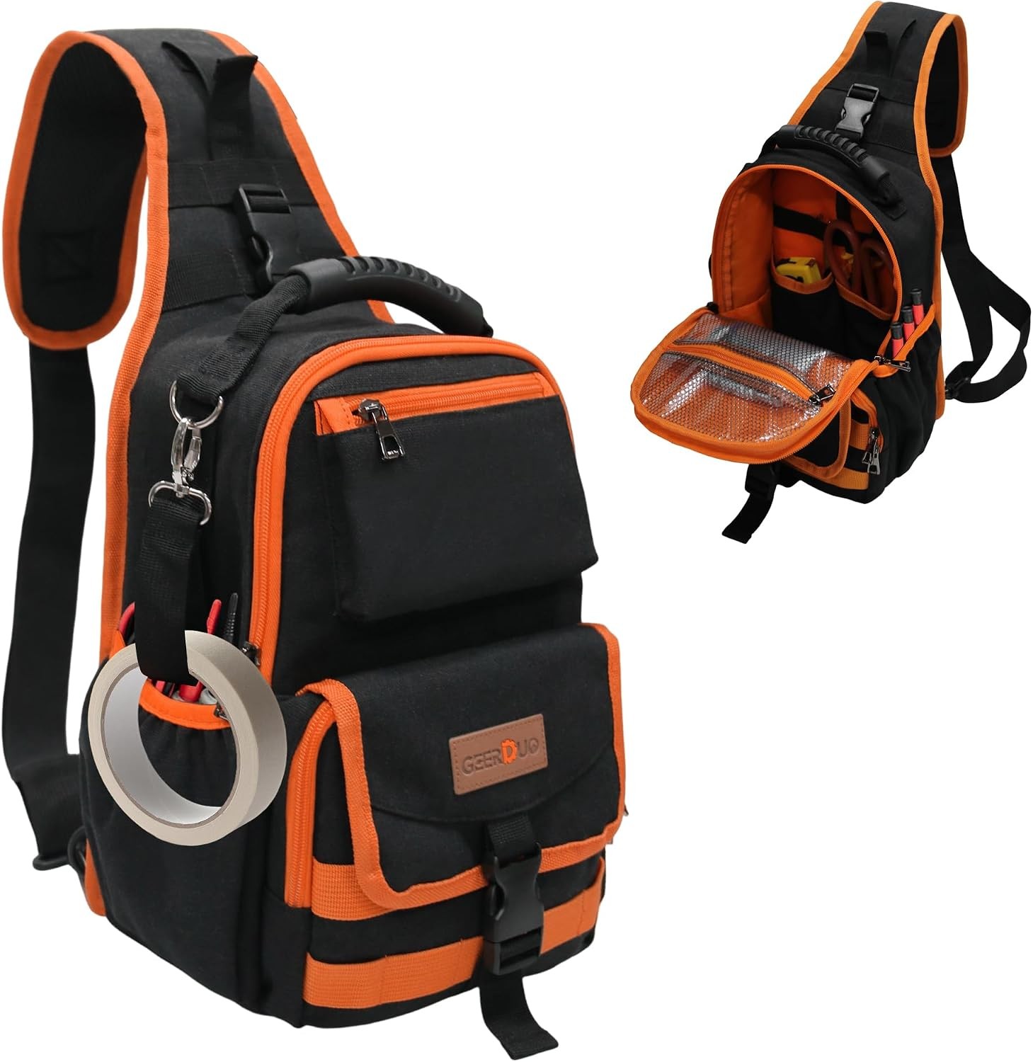 Sling Tool Bag Heavy Duty Canvas Electrician Tool Pouch with Hanging Buckle,
