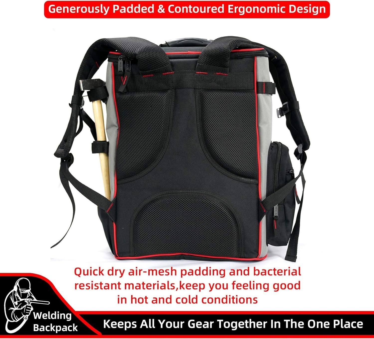 Welding-Backpack Pro Technician Tool-Bag – Large Capacity Welder-Pack Durable