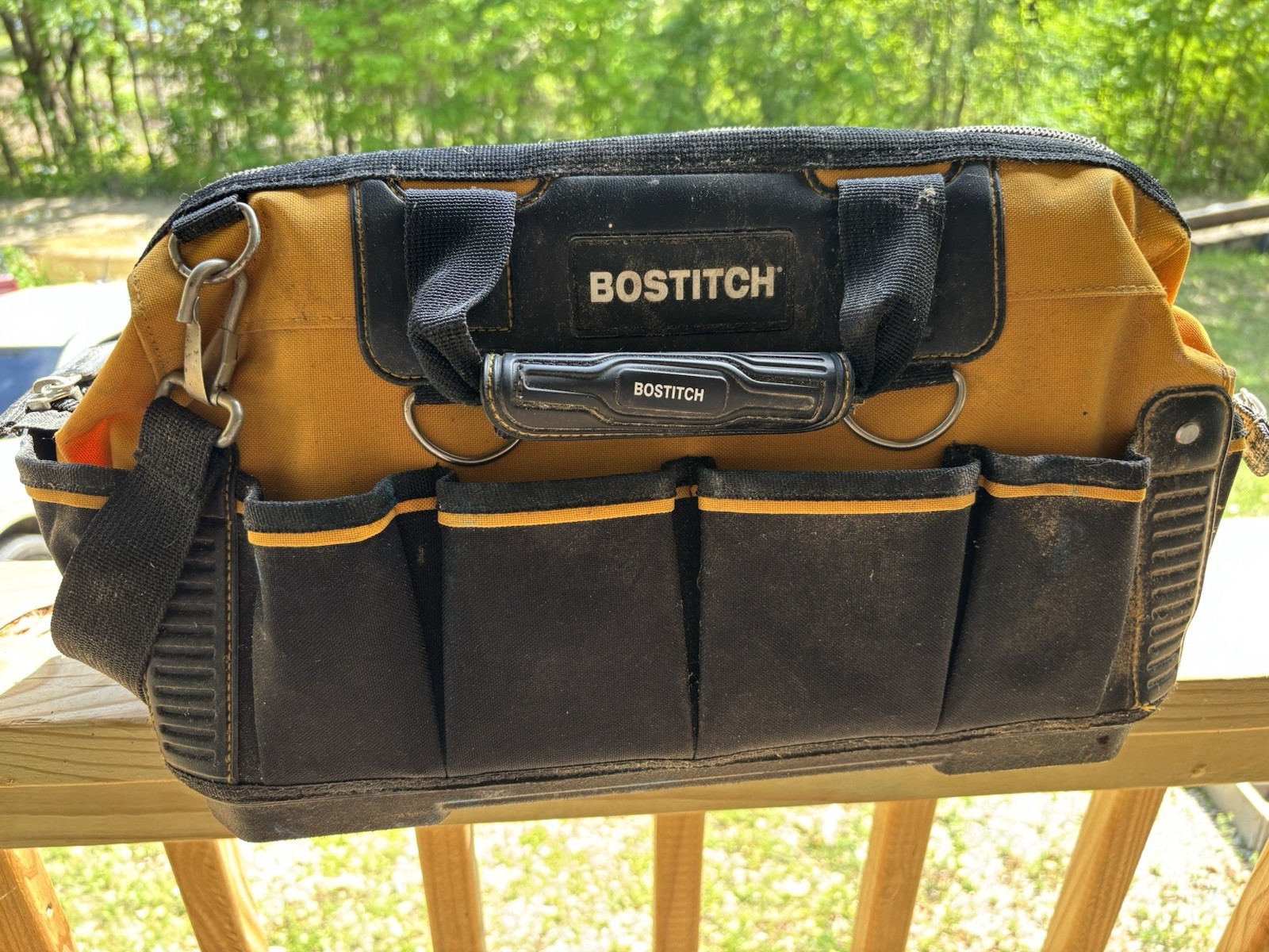Bostitch Yellow Black Tool Bag Waterproof Bottom 16x9x9 Inches