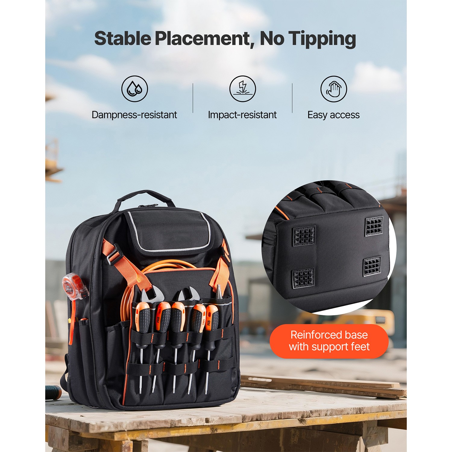 Uimoso Tool Backpack with 45 Pockets, Durable and Ideal for Electricians