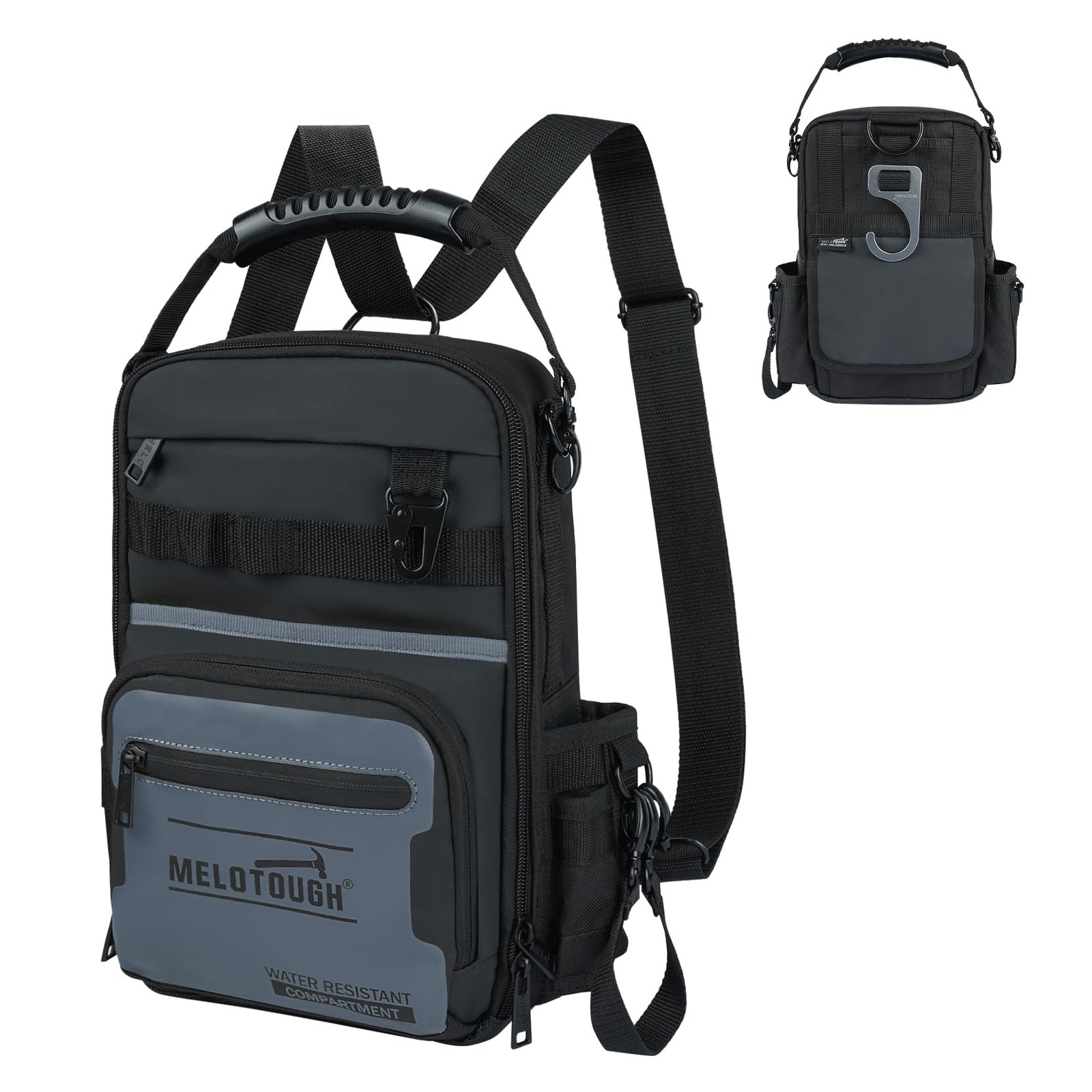 Melotough Small Tool Backpack For Men 30 Multi-Storage Pockets Heavy Duty Tool
