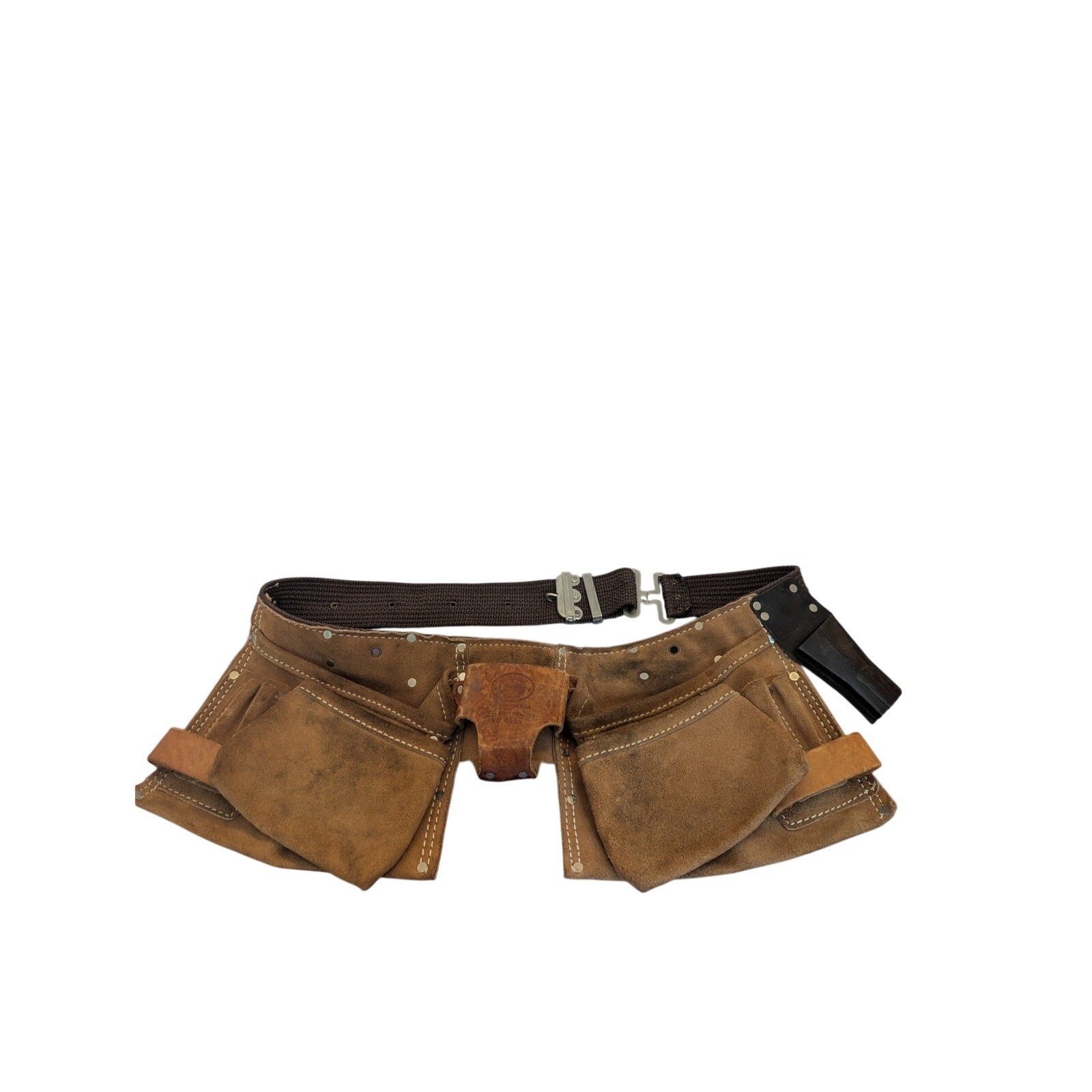 Nicholas Heavy Split Cowhide Suede Leather Tool Belt. Pre-owned. Broken-in.