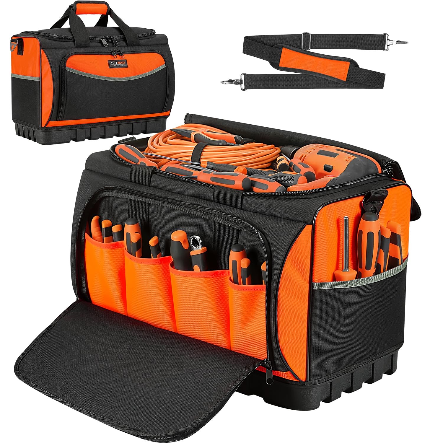 Tuffworx Heavy Duty Tool Bag Large Tool Bags 20Inch 18 Pockets 19.6X 12.9X 11.8