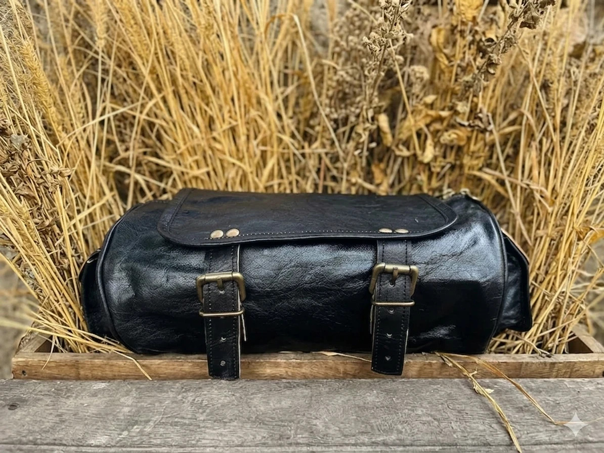 Vintage Goat Leather Bike Tool Bag Strap Genuine New