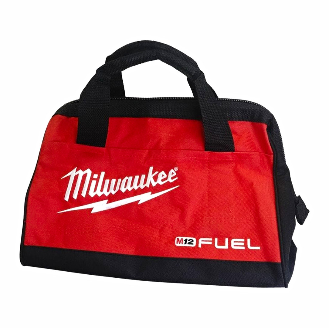 Milwaukee M12 FUEL Red/Black Fabric Tool Bag Zipper Closure w/ Handle