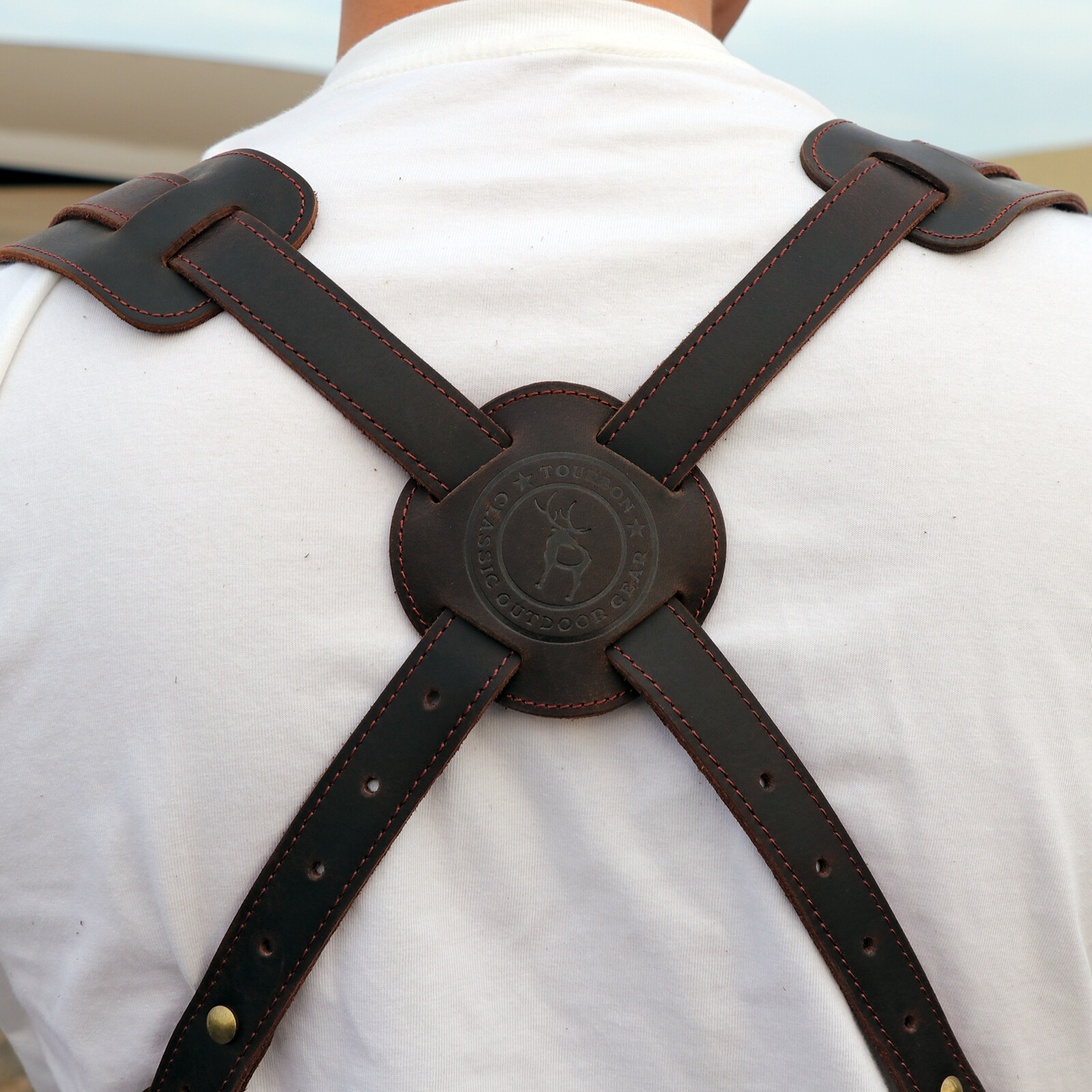 TOURBON Leather Double Phone Underarm Case Suspender Shoulder Wear Harness Bag