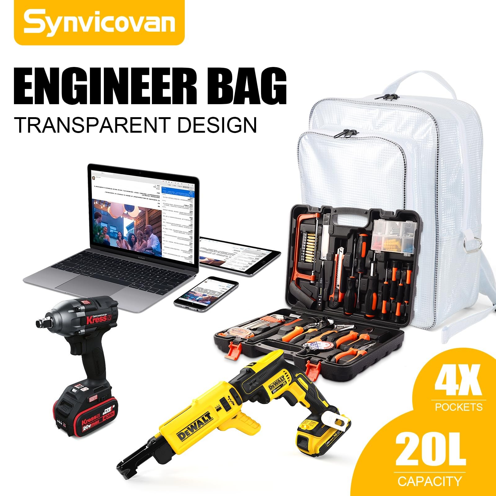 Synvicovan 15.7 Inch Tool Cleanroom Engineer Tool Bag For Work And Travel