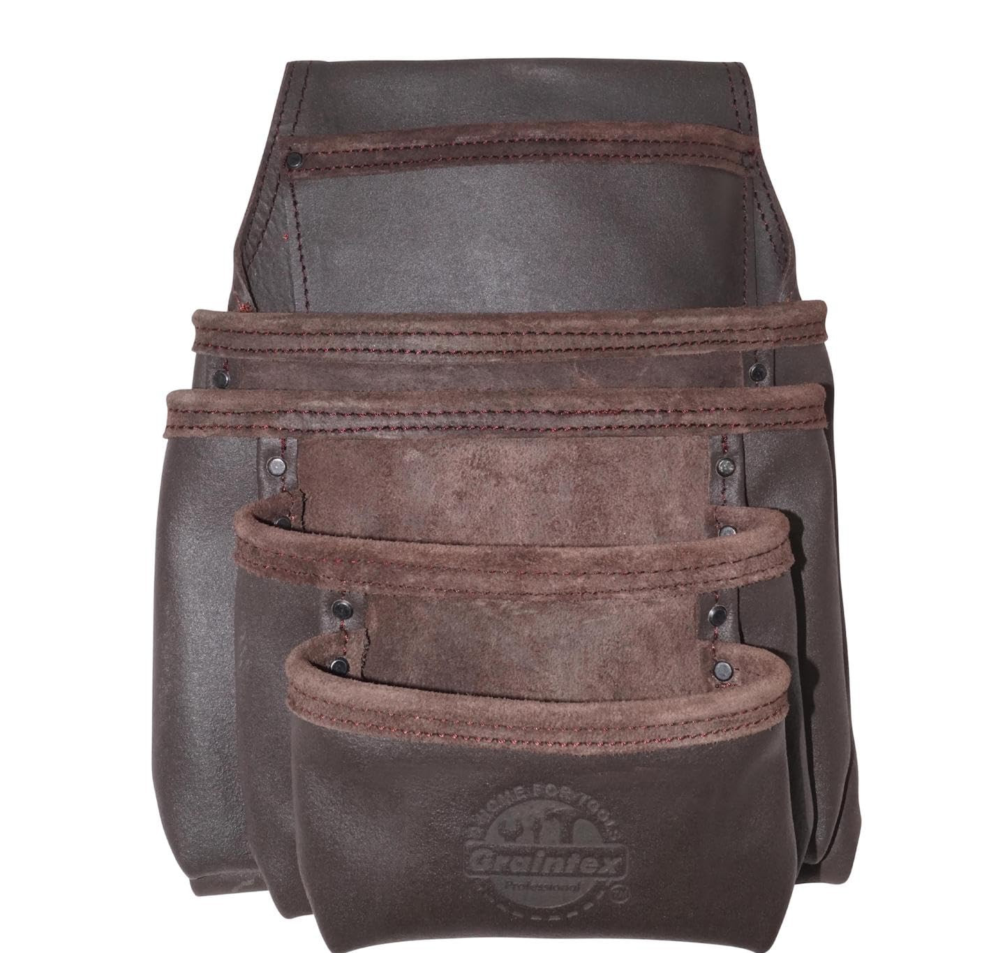 Graintex OS2052 5 Pocket Oil Tanned Nail & Tool Pouch Dark Brown Color