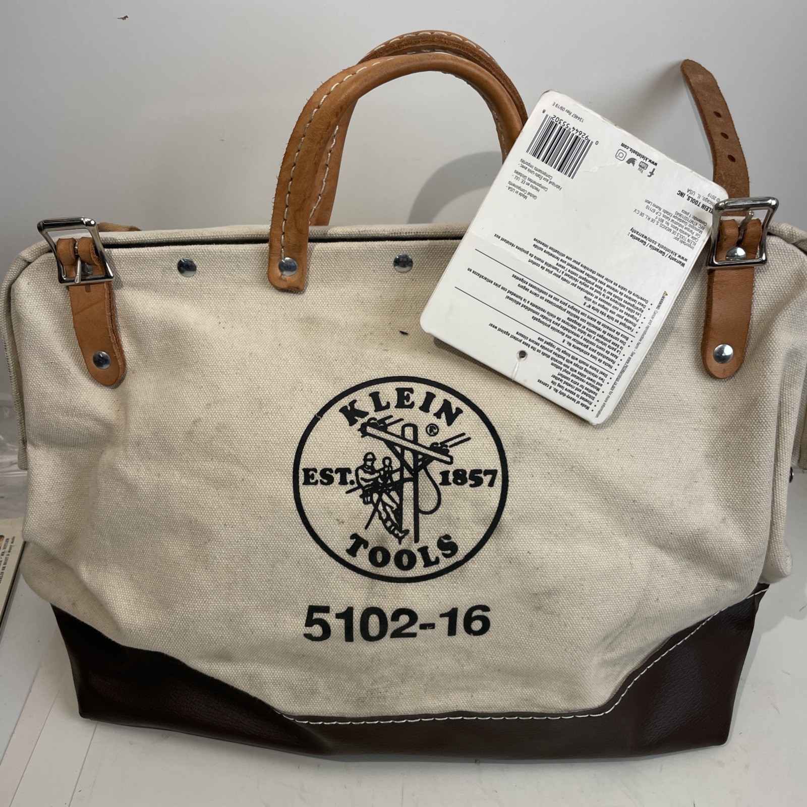 Klein Tools 5102-16 Canvas Tool Bag Wide Mouth Heavy Duty USA Needs Repair