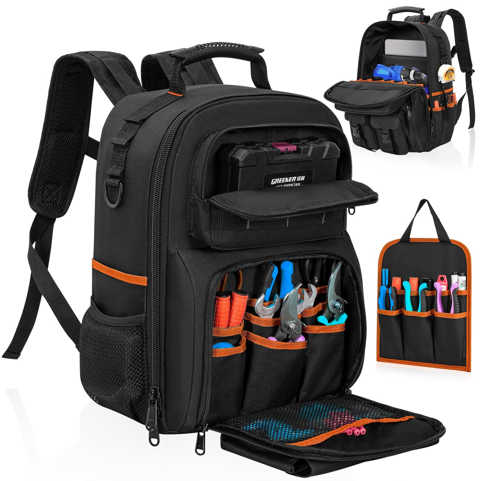Tool Backpack, Heavy Duty Tool Bag with Padded Shoulder and Removable Tool Or…