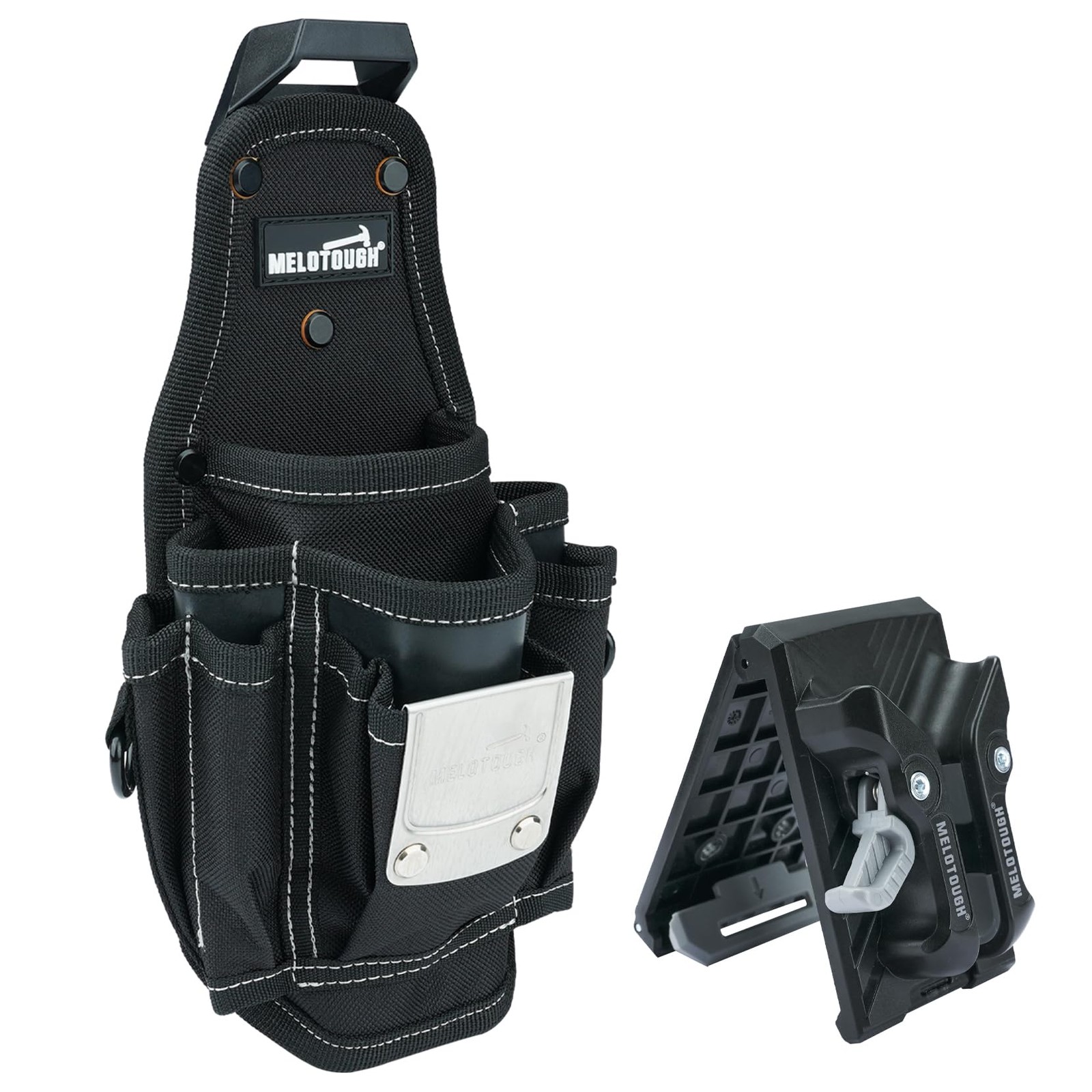 MELOTOUGH Pocket Tool Belt Pouch-Small Pouch with Quick One Size, Black