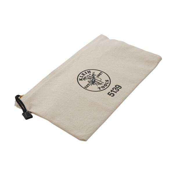 Klein Tools • Natural Canvas Tool Bag With Brass Zipper • #5139 White