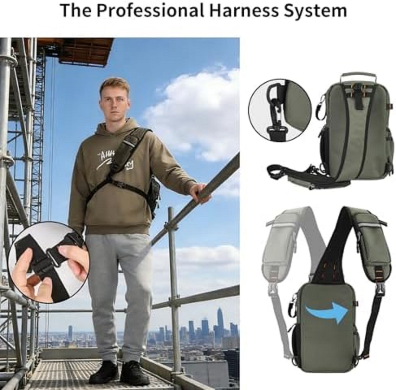 Tactical Electrician & HVAC Tool Chest Bag with 3-Point Harness, 15-Pocket 1680D