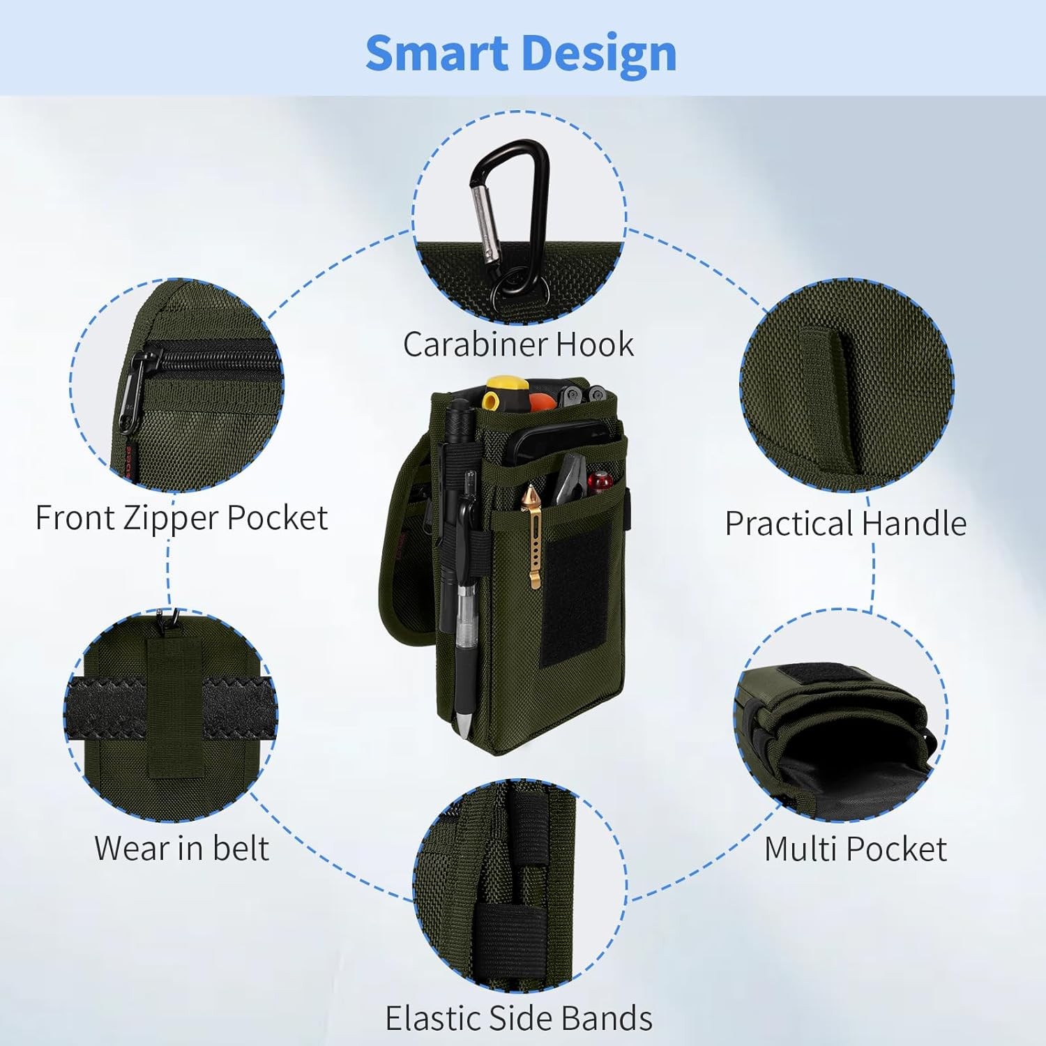 Belt Tool Pouch Multitool Organizer Holster Nylon Bag for EDC Gears Cellphone