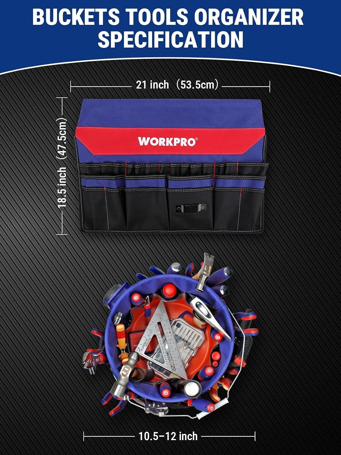 Waterproof 51 Pocket Tool Organizer for 3.5-5 Gallon Buckets | Compact Design