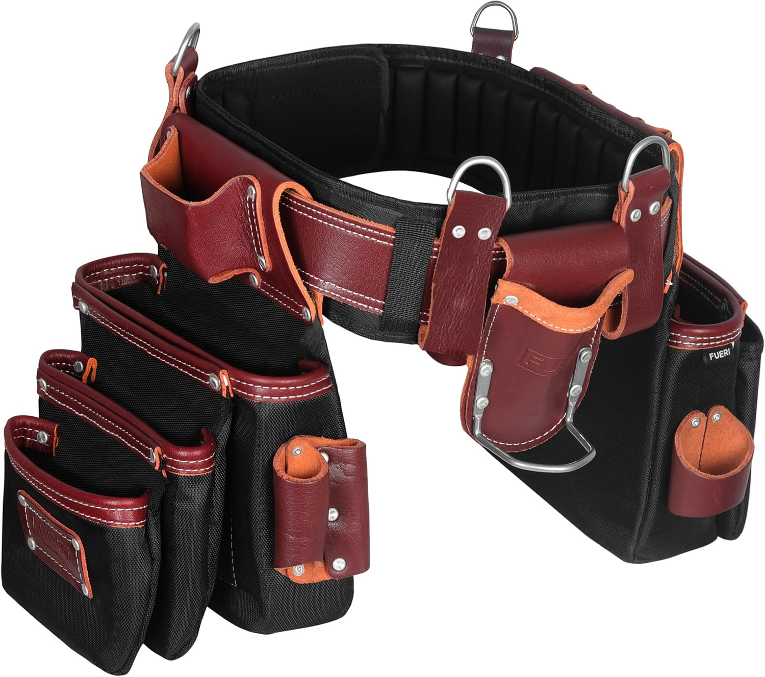 Electrician’S Heavy Duty 26 Pocket Leather-Nylon Tool Belt & Bag Combo for Men,