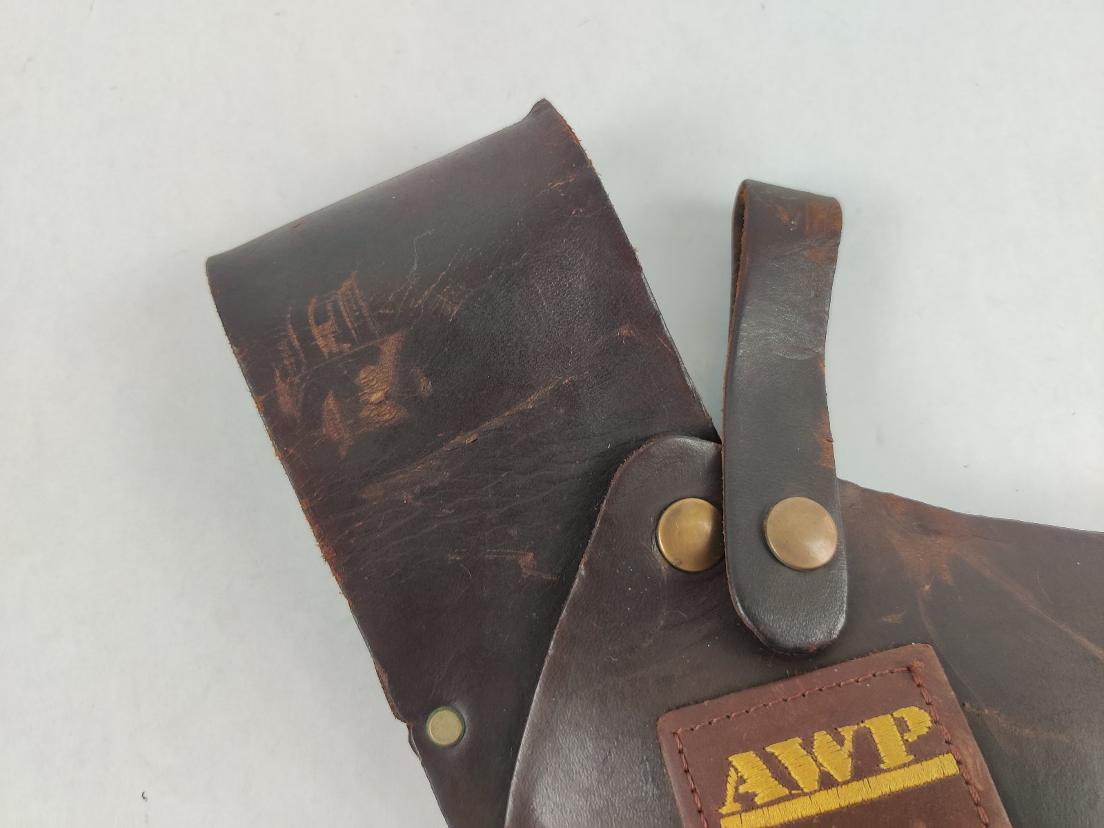 Vintage AWP General Construction Heavy Leather Drill Tool Belt Holster Mexico