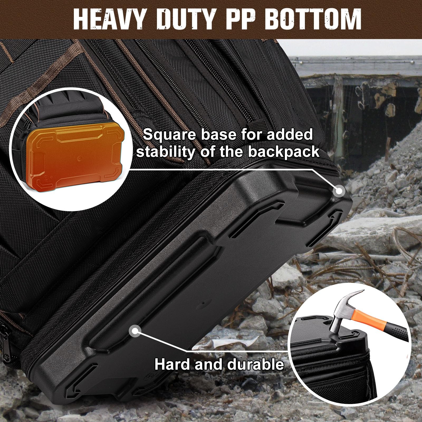 Tool Backpack Heavy Duty, Tool Bag Backpack with Laptop Compartment & Molded …