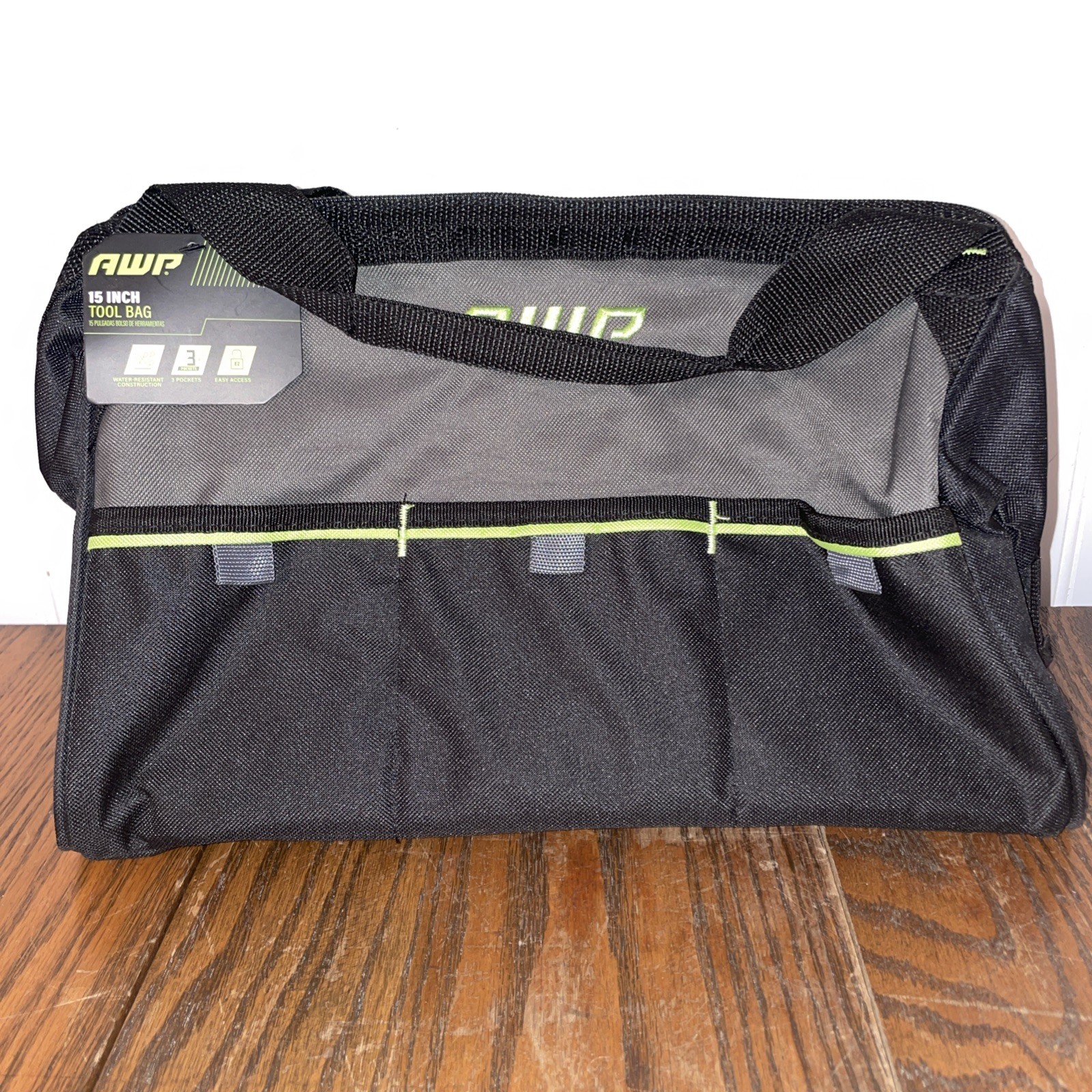 15 Inch Black Portable Tool Bag Heavy Duty Organizer for Jobsite Tools