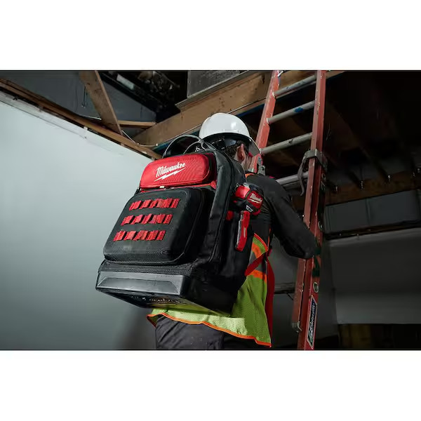 Milwaukee Jobsite Backpack 15-In Hardshell Protected Storage Organizer Tool Bag