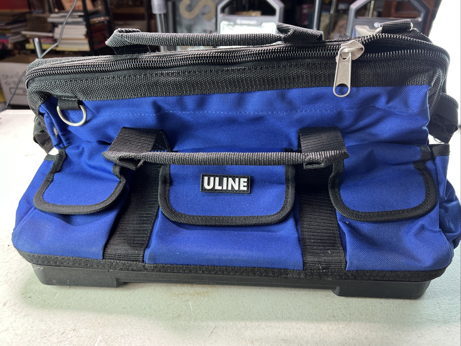 Uline Heavyweight Polyester Rigid Plastic Bottom Tool Bag