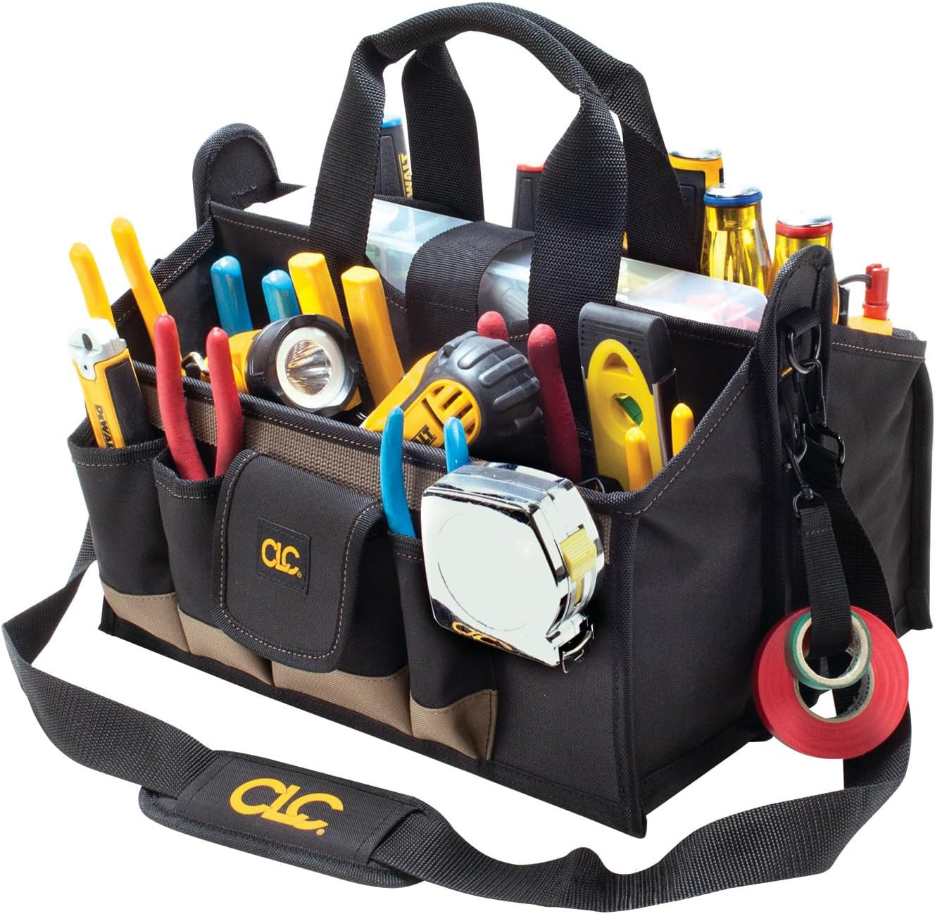 CLC Custom Leathercraft 1529 16 In. Center Tray Tool Bag, 16 Pocket