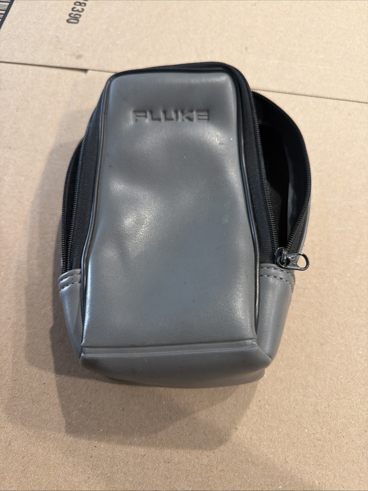 Fluke Zipper Tool Case Gray Faux Leather Tech Organizer Electrical Pouch Bag EX!