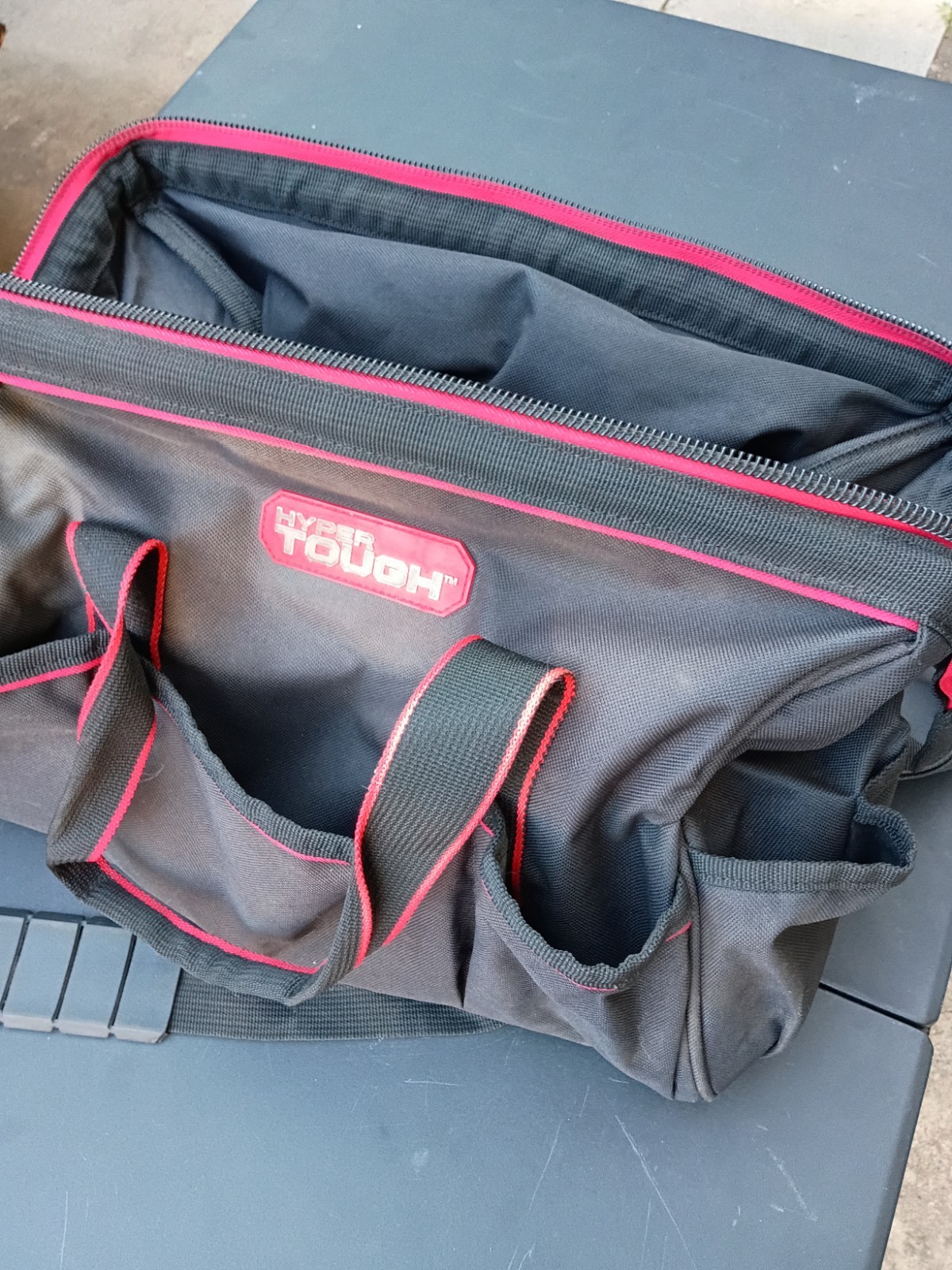 HYPER Tough Medium Black/Red Polyester Tool Bag Zipper Closure w/ Handles