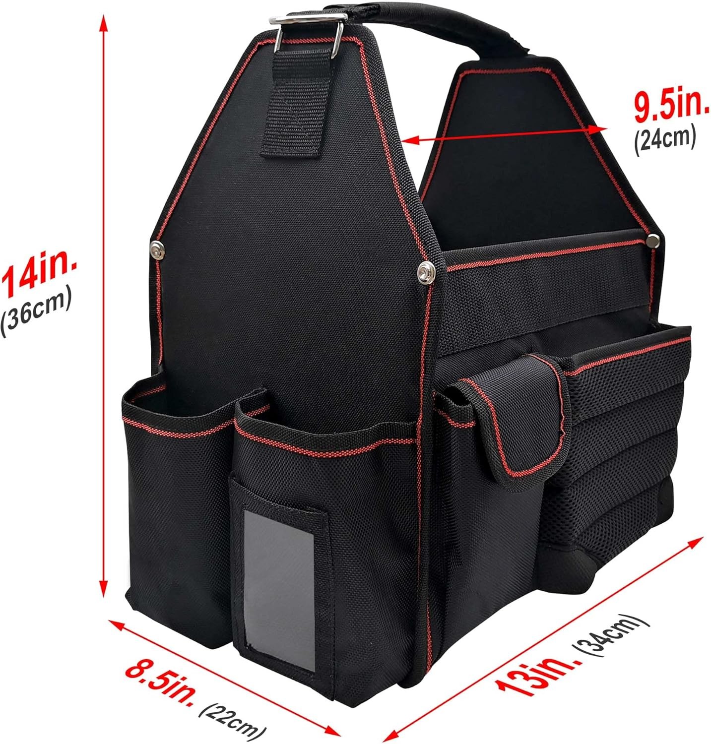 Tool Tote Pro Electrician Tool Bag 18-Pockets Open Top Tool Bag W/ Removable
